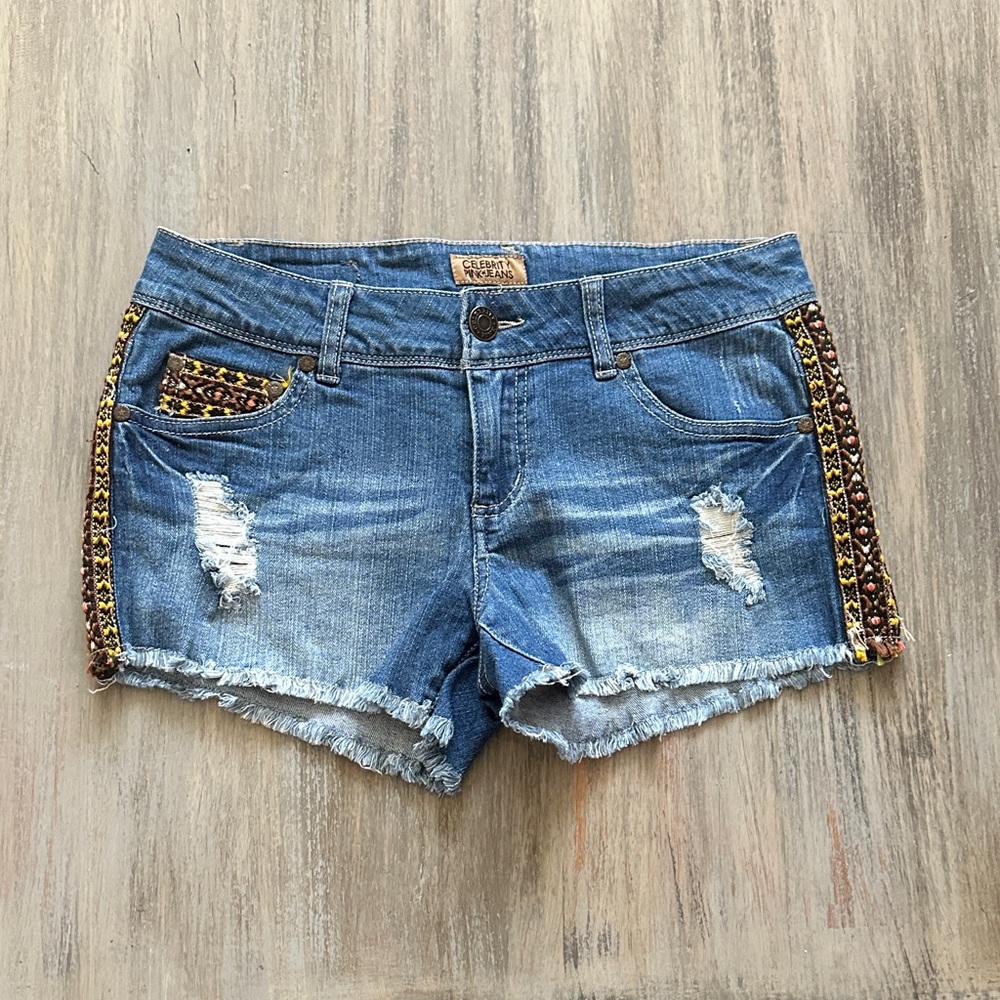 Celebrity Pink Jeans Blue Denim Shorts with Accents Size 7